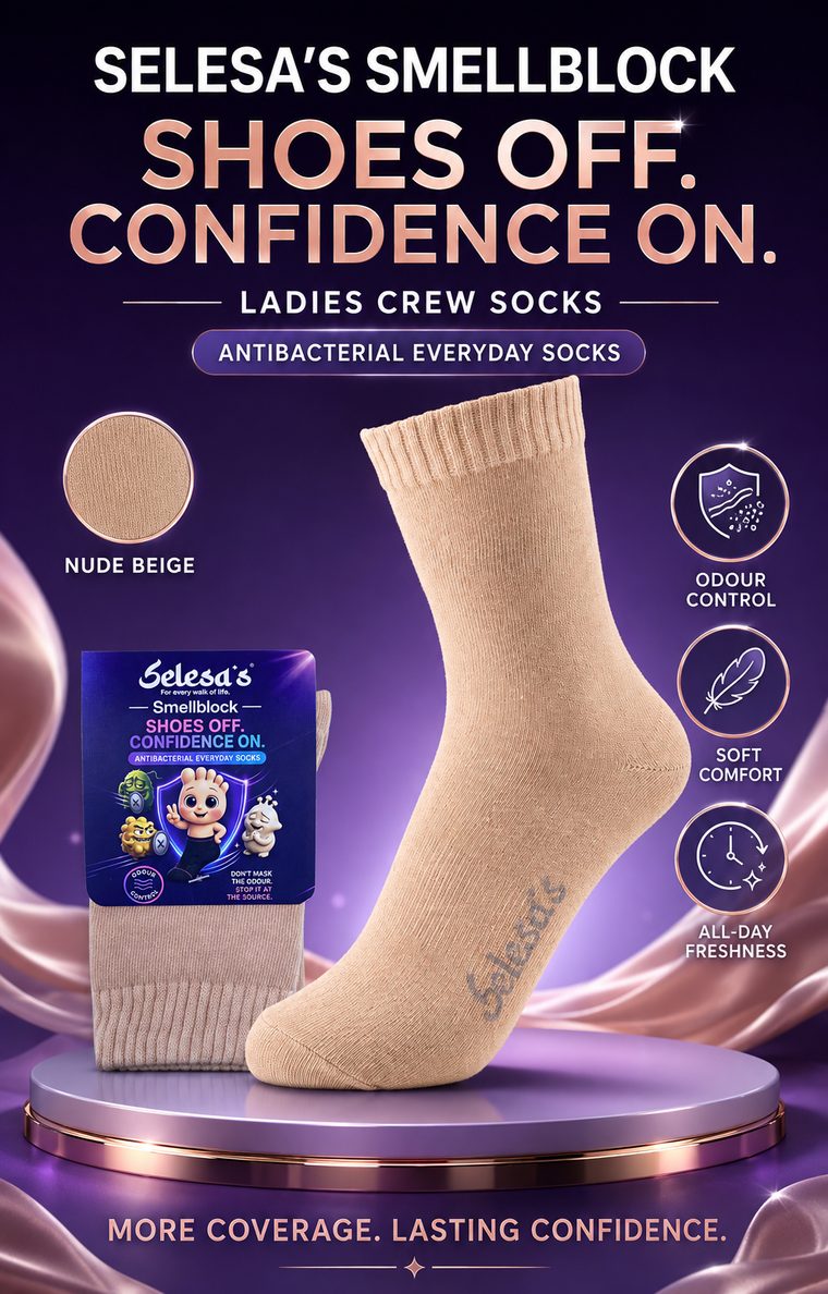 SELESA'S SMELLBLOCK Ladies Crew, Nude Beige · FREESIZE