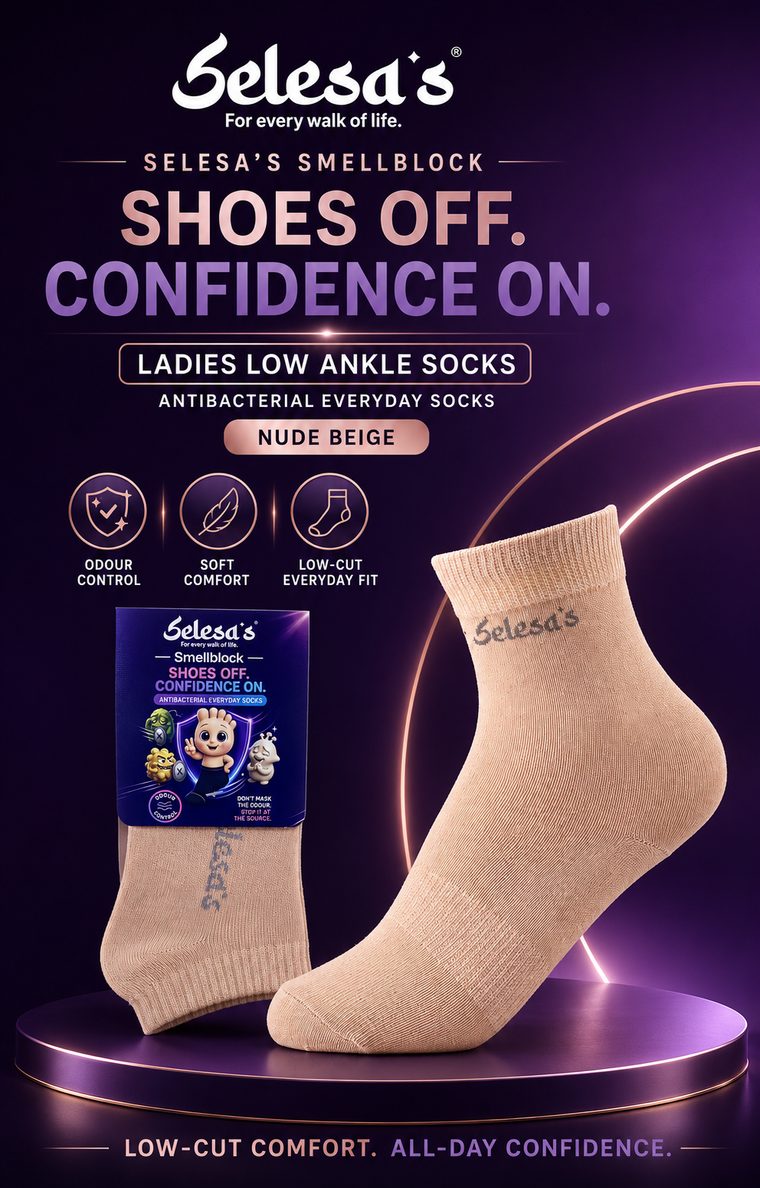 SELESA'S SMELLBLOCK Ladies Low Ankle, Nude Beige · FREESIZE