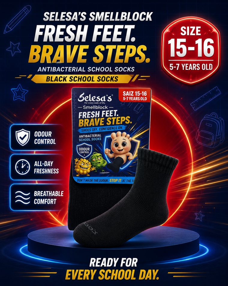 SELESA'S SMELLBLOCK School Socks, Size 15-16 · 5-7 years